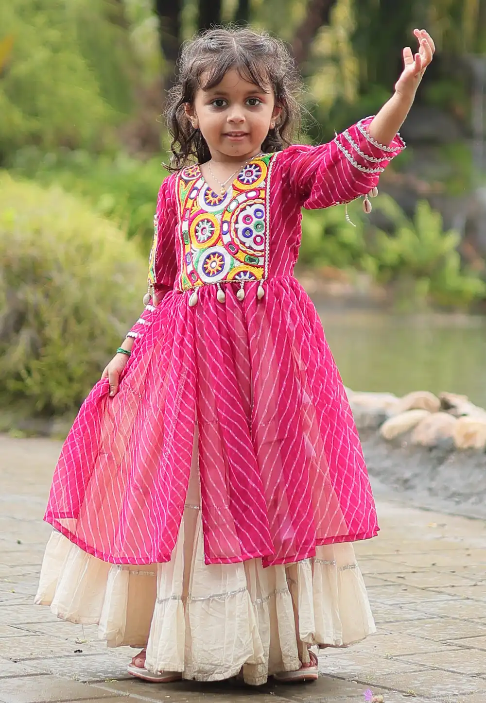 Pink Cotton Kids Navratri Chaniya Choli 294369