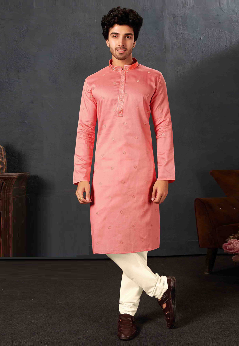 Pink Cotton Kurta Pajama 280927