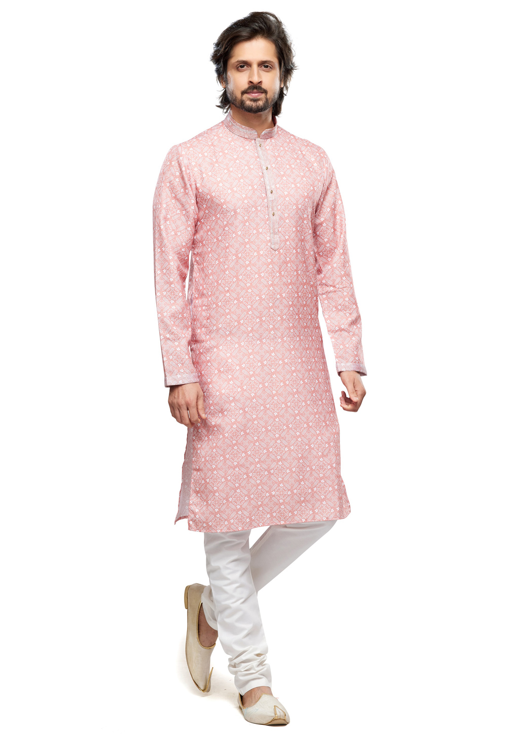 Pink Cotton Kurta Pajama 280951