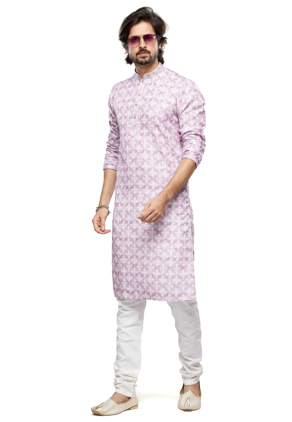 Pink Cotton Kurta Pajama 280953