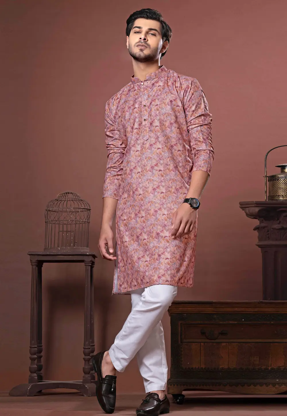 Pink Cotton Kurta Pajama 302114