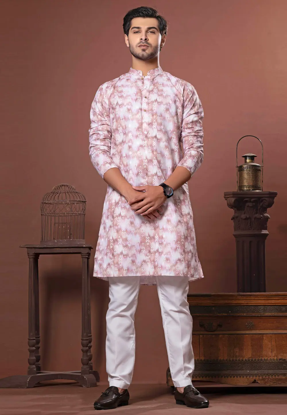 Pink Cotton Kurta Pajama 302127