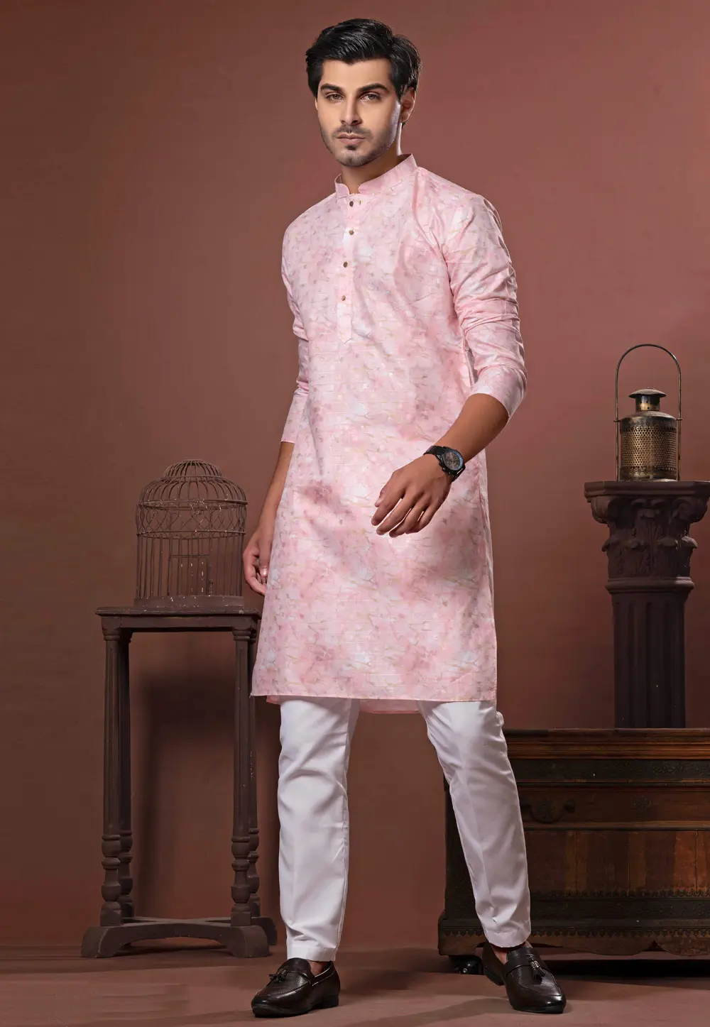 Pink Cotton Kurta Pajama 302133