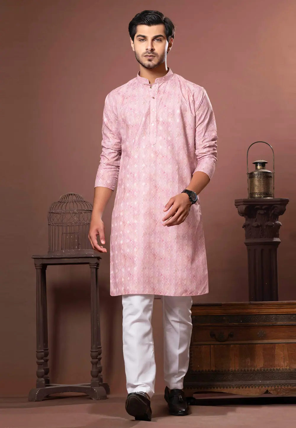 Pink Cotton Kurta Pajama 302134