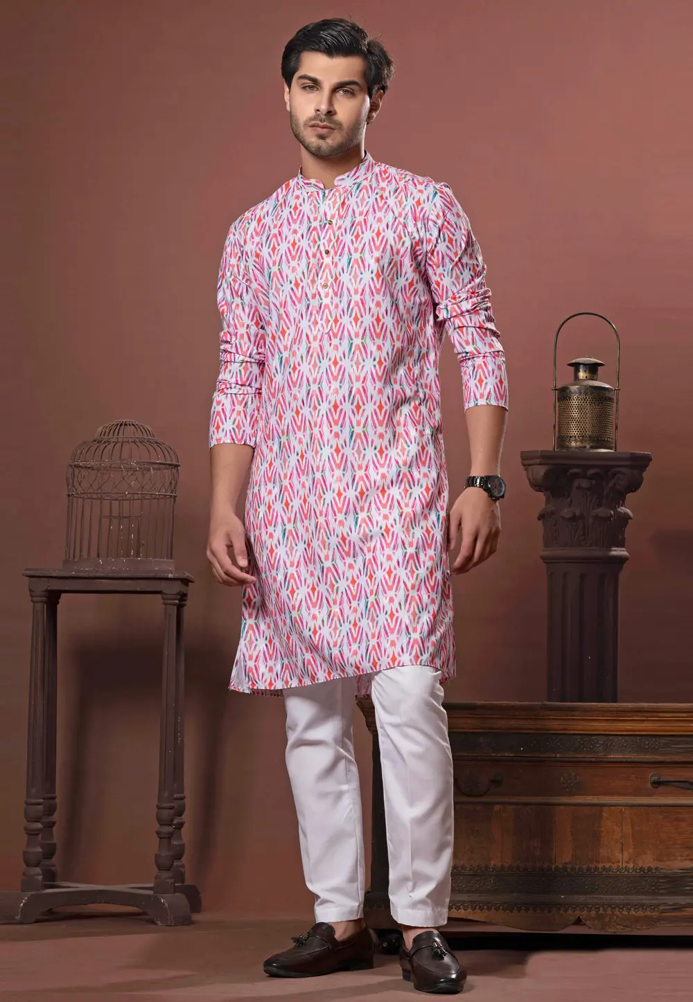 Pink Cotton Kurta Pajama 302140