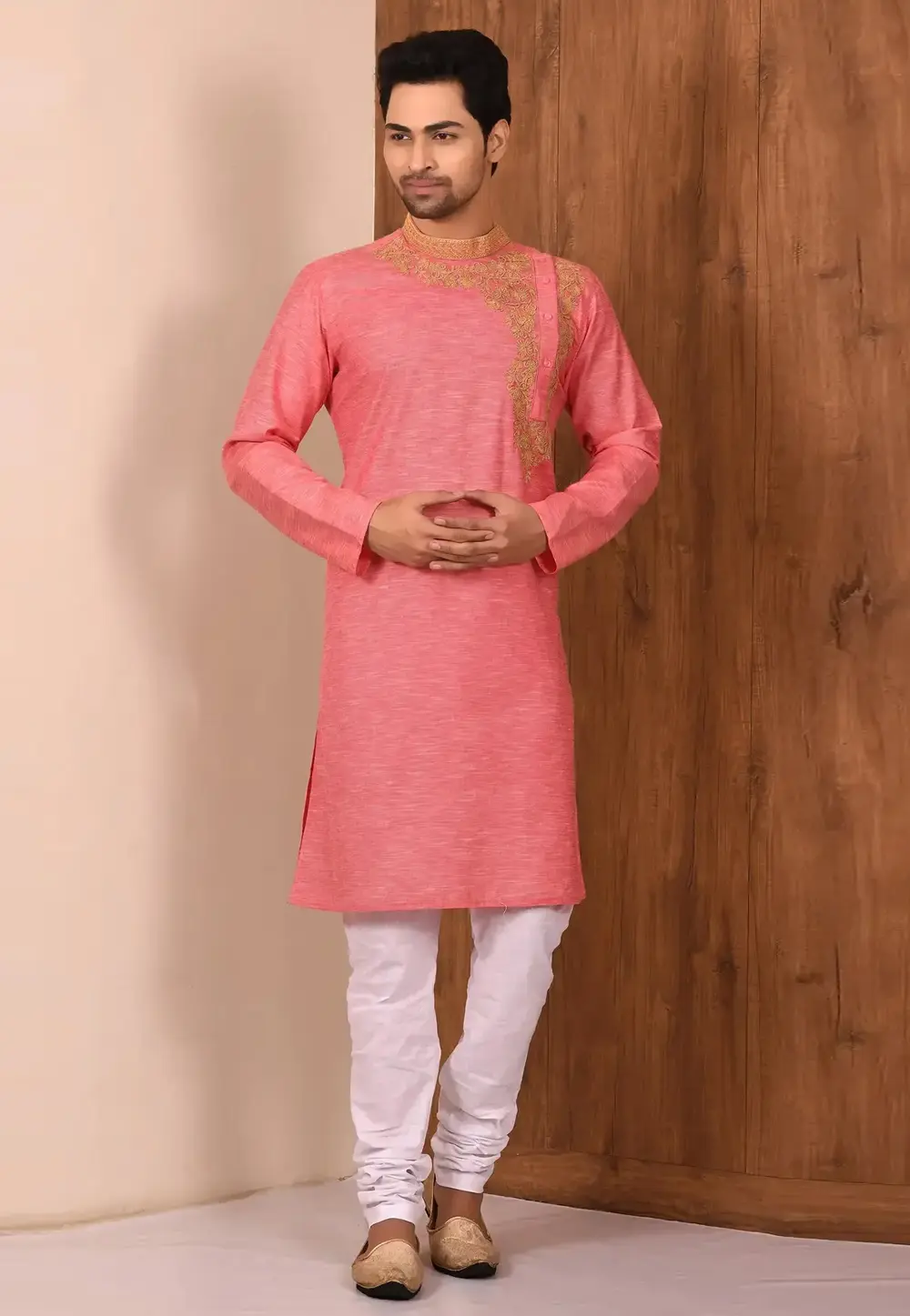 Pink Cotton Kurta Pajama 300752