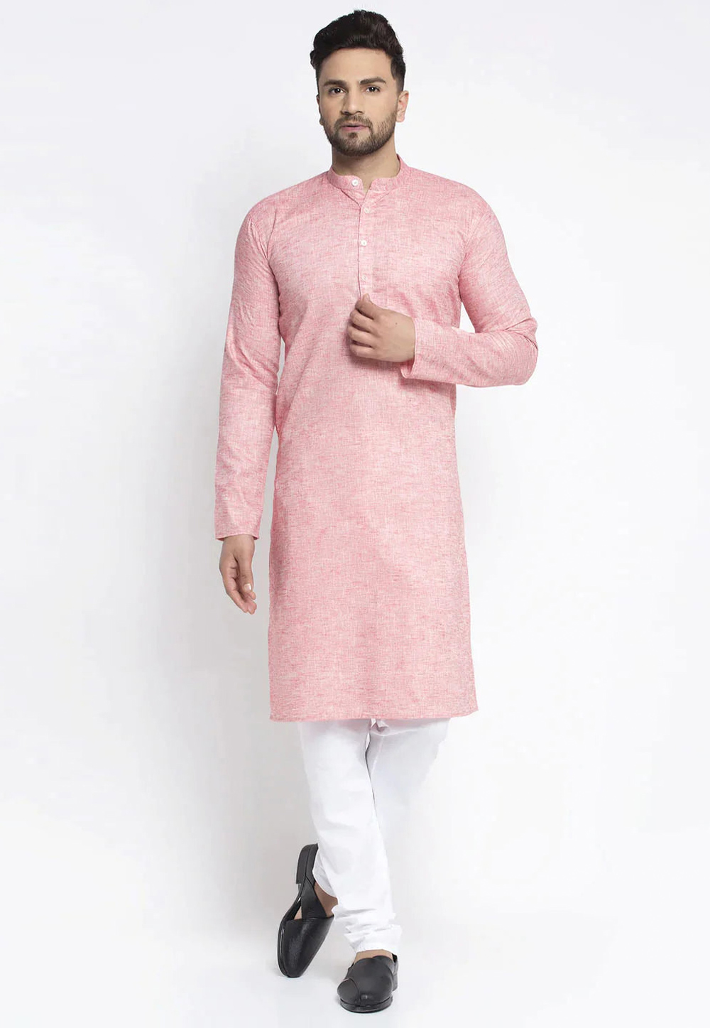 Pink Cotton Kurta Pajama 281618