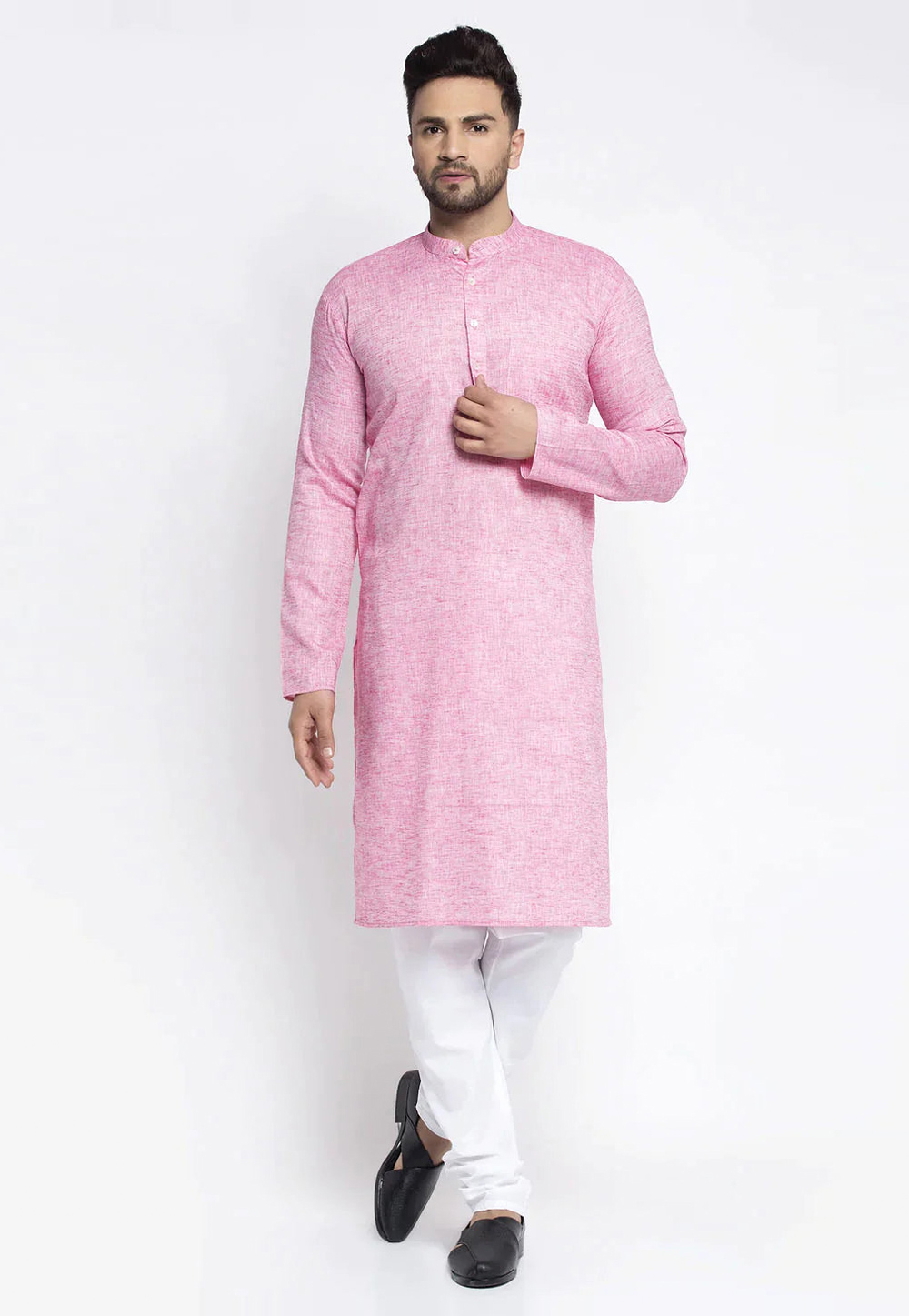 Pink Cotton Kurta Pajama 281620