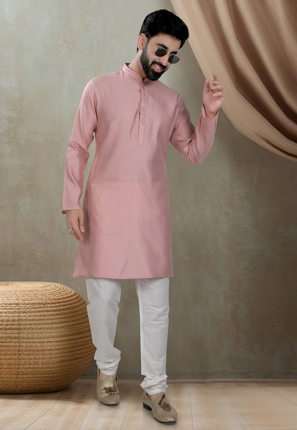 Pink Cotton Kurta Pajama 310817