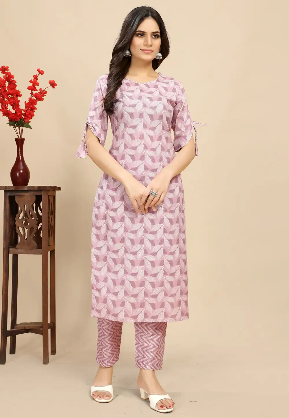 Pink Cotton Kurta Set With Pent 291550