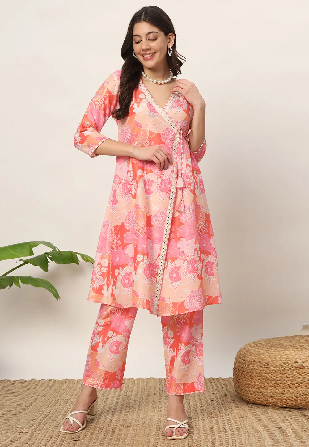 Pink Cotton Kurta Set With Pent 301166