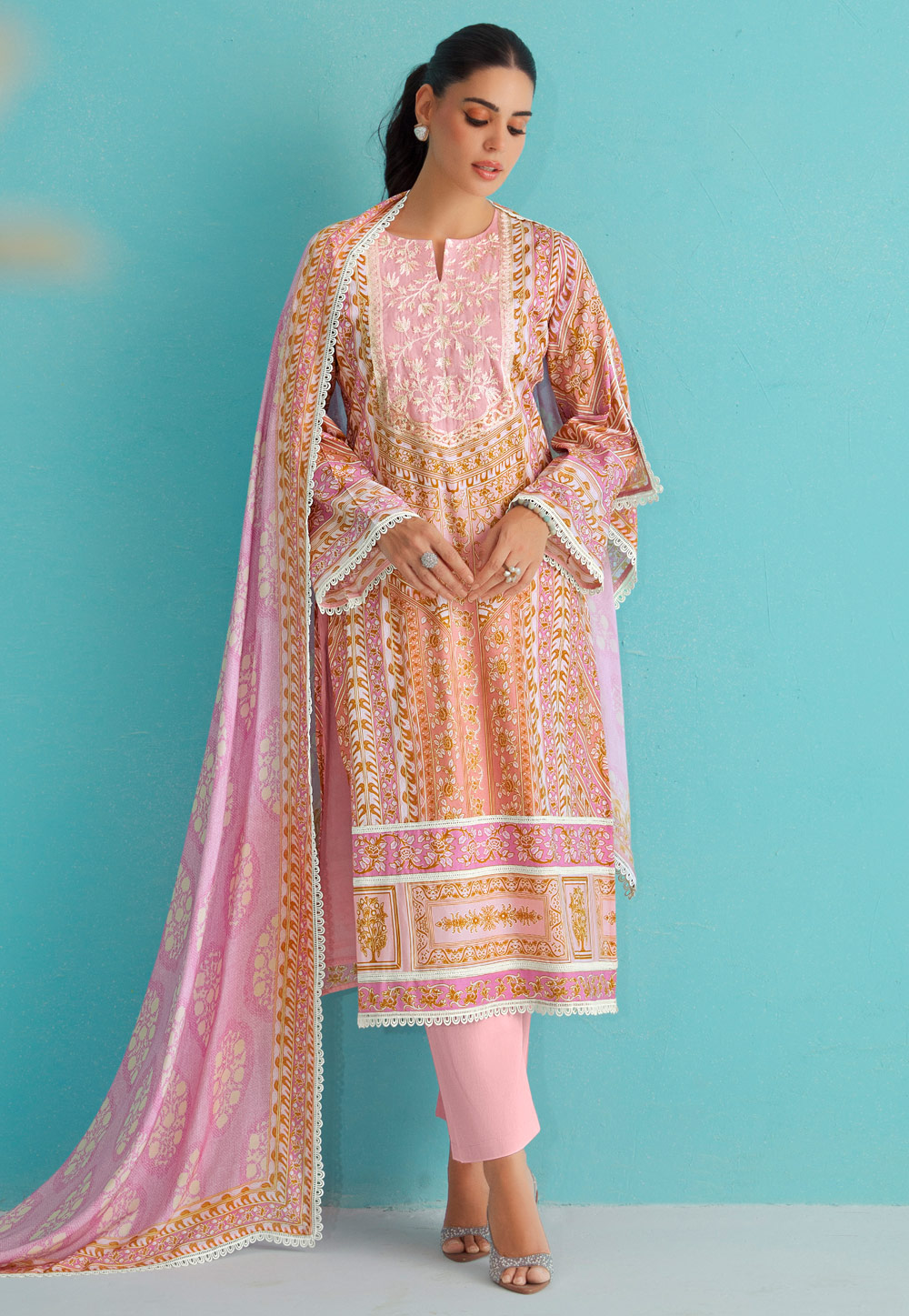 Pink Cotton Pakistani Suit 309318