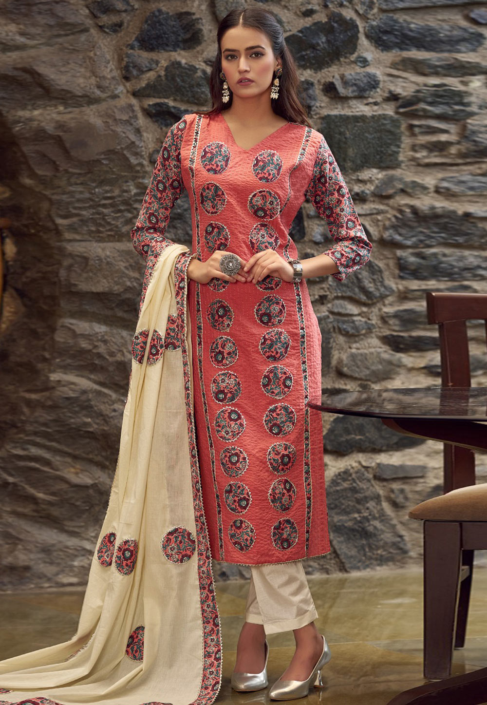Pink Cotton Pakistani Suit 310157