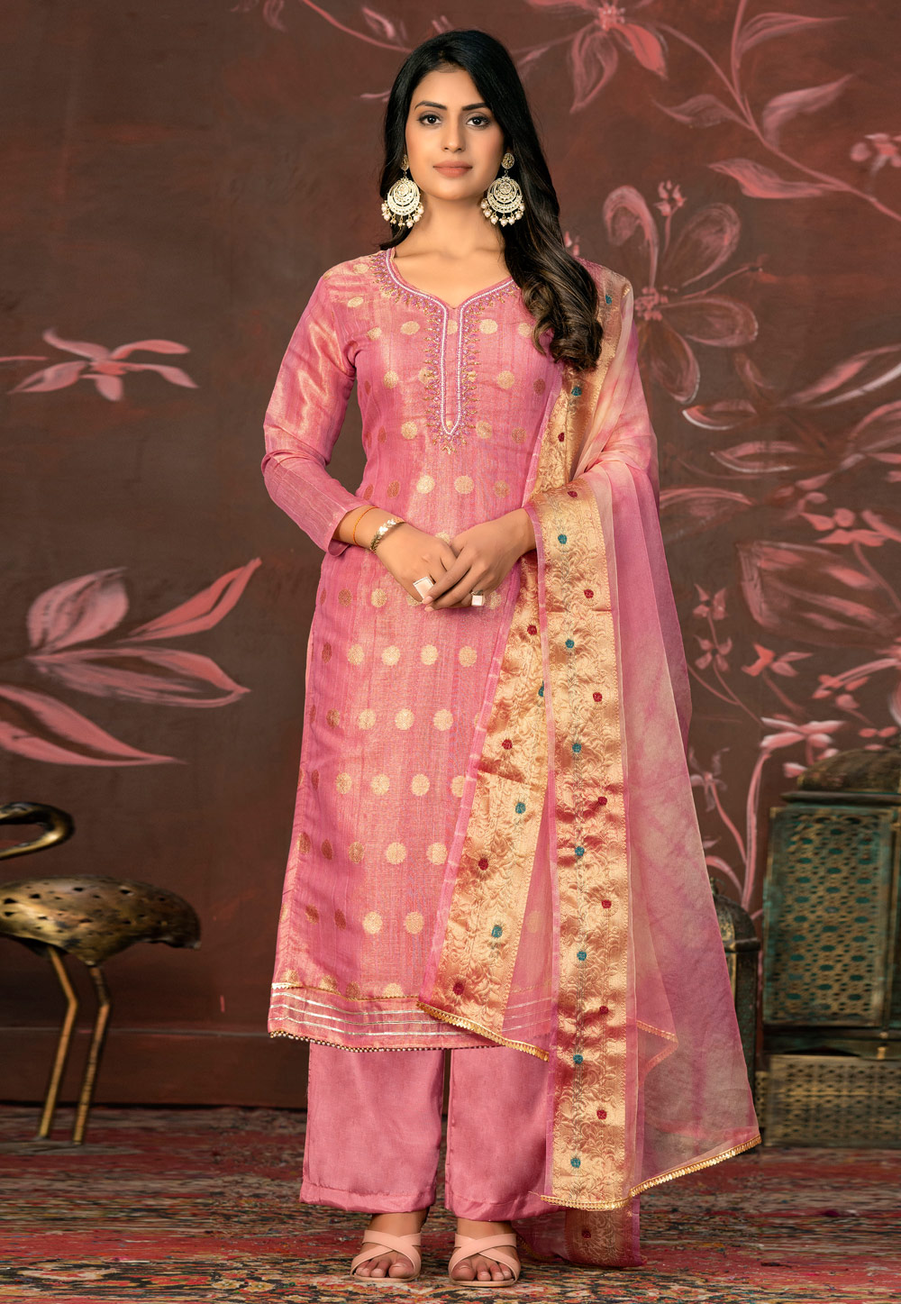 Pink Cotton Pakistani Suit 281103