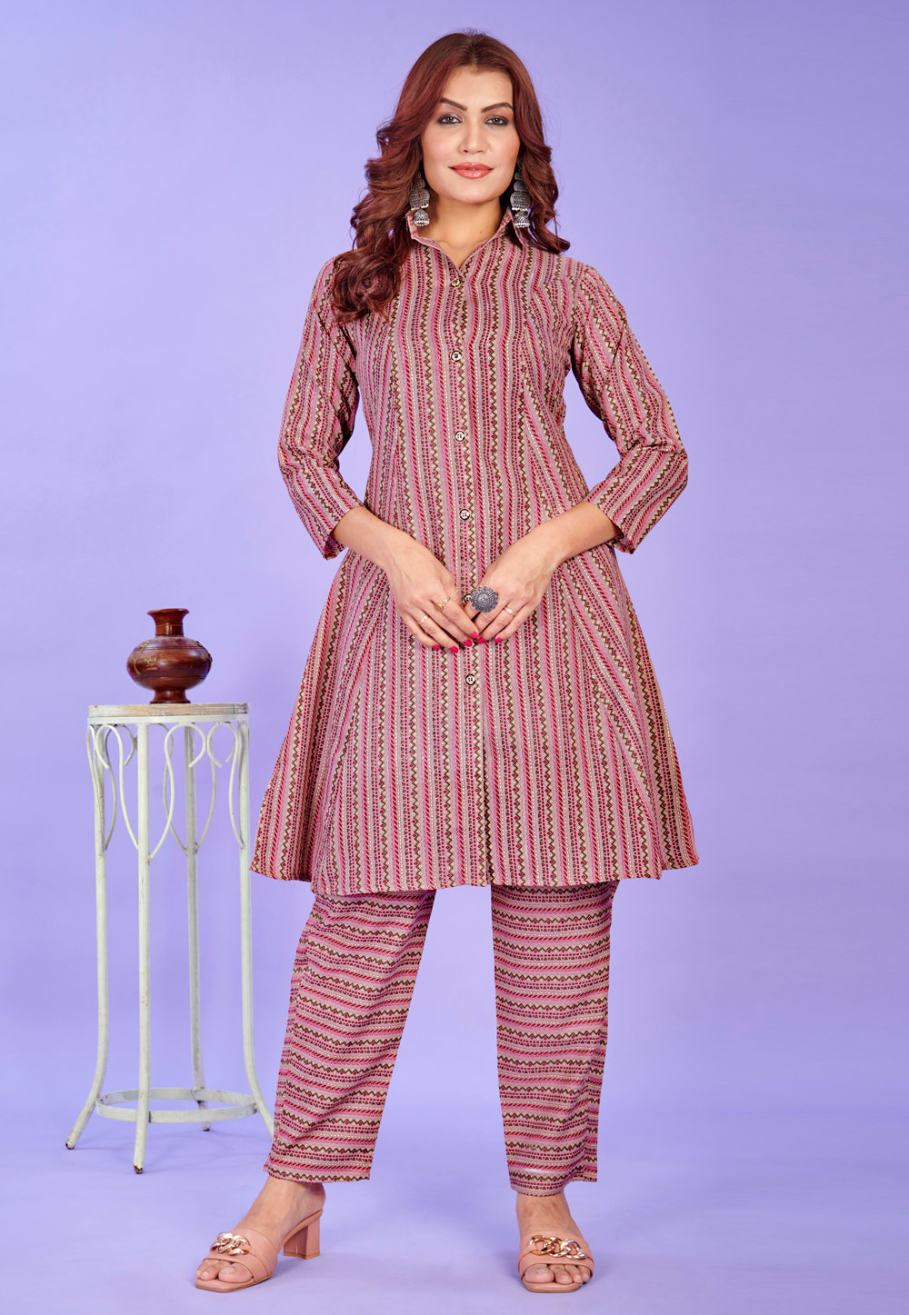Pink Cotton Printed Co-Ords Set 278884