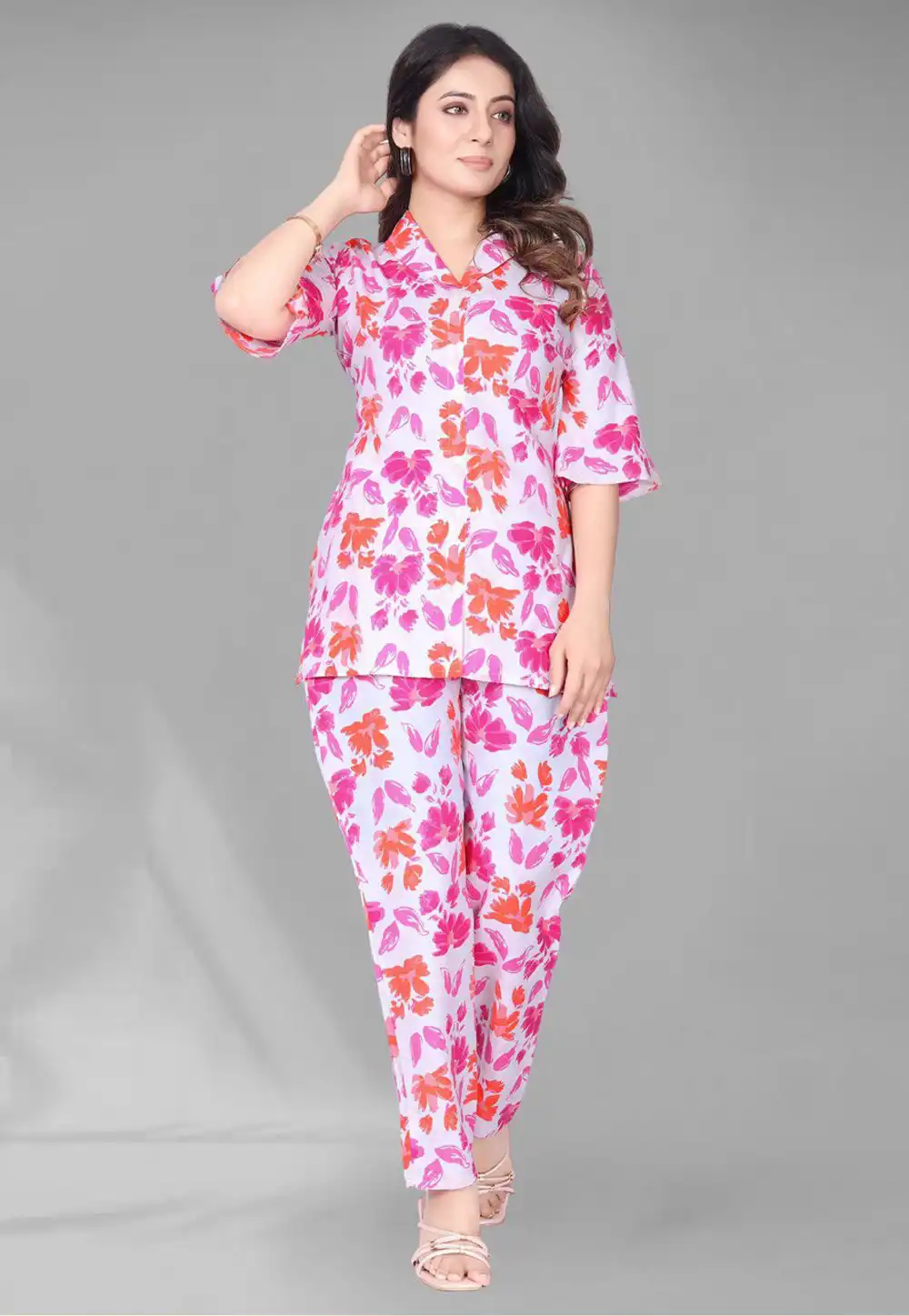 Pink Cotton Printed Co-Ords Set 291374