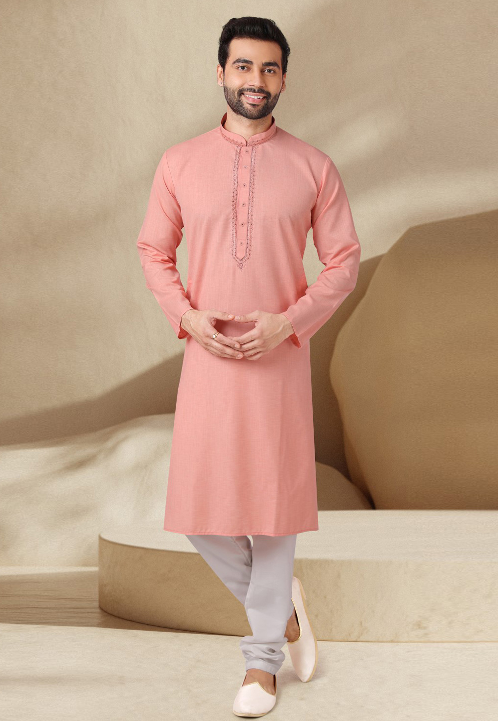 Pink Cotton Rayon Kurta Pajama 282609