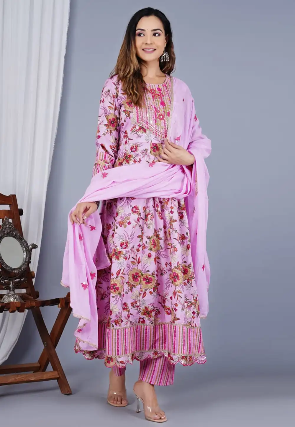 Pink Cotton Readymade Pakistani Suit 291937