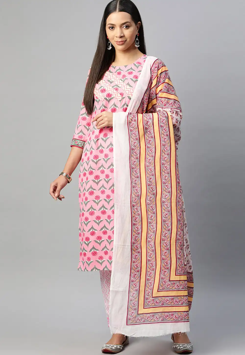 Pink Cotton Readymade Pakistani Suit 292627