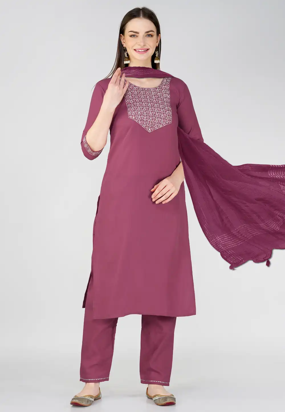 Pink Cotton Readymade Pant Style Suit 290620