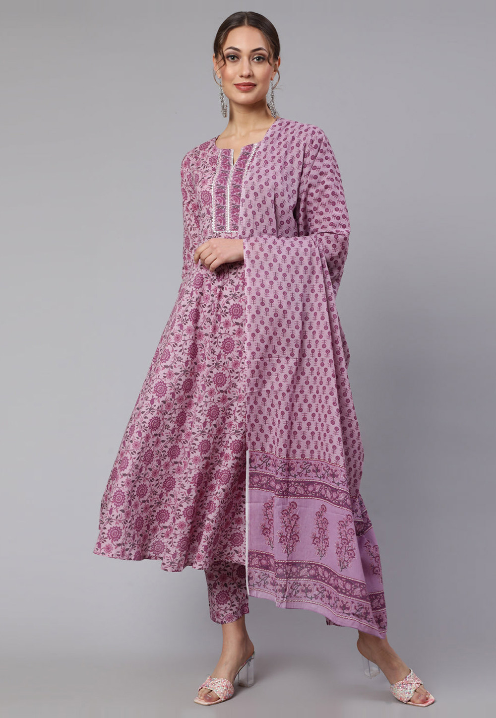 Pink Cotton Readymade Pant Style Suit 282152