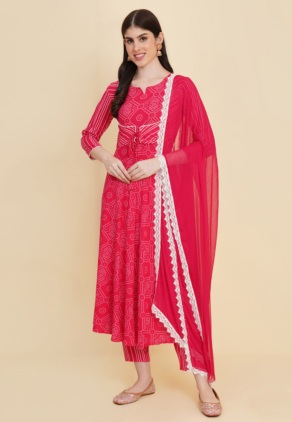 Pink Cotton Readymade Pant Style Suit 285134
