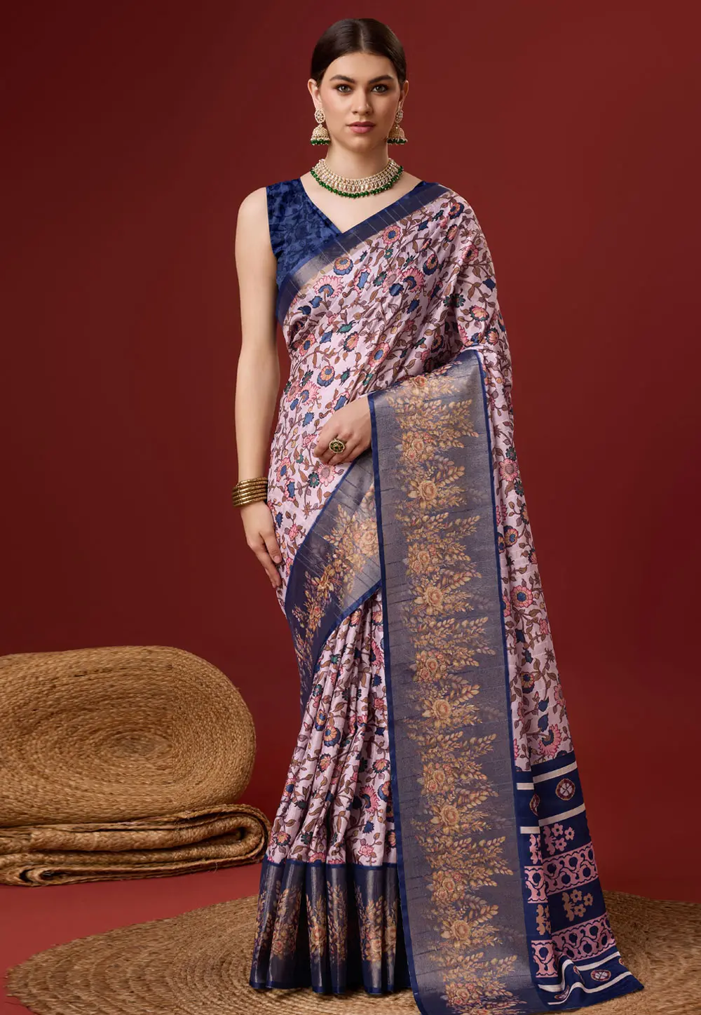 Pink Cotton Saree With Blouse 303122