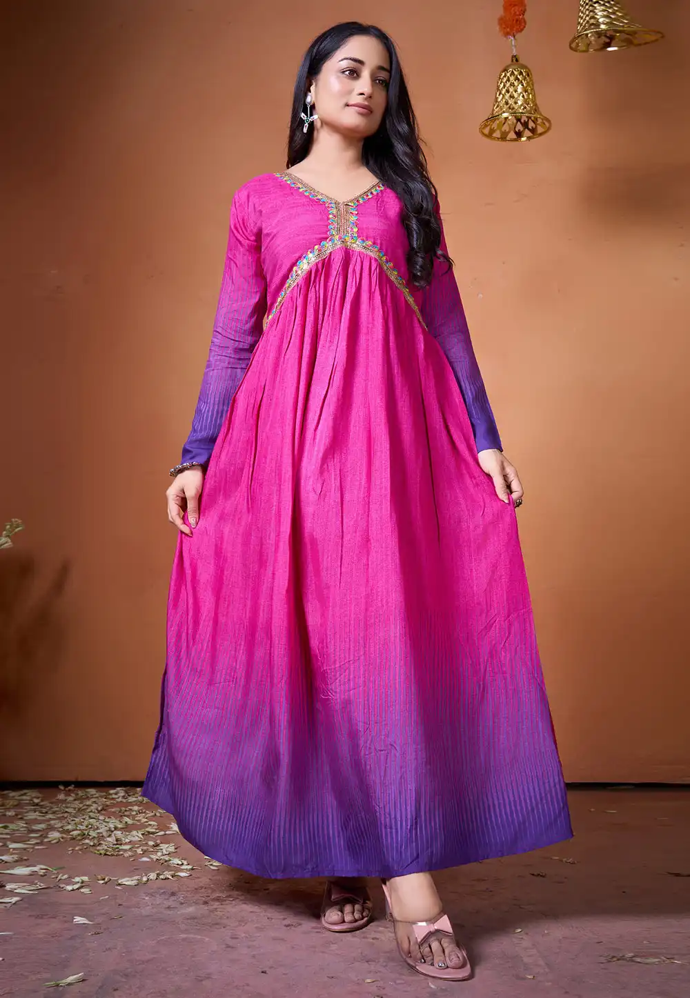 Pink Cotton Silk Gown 293991