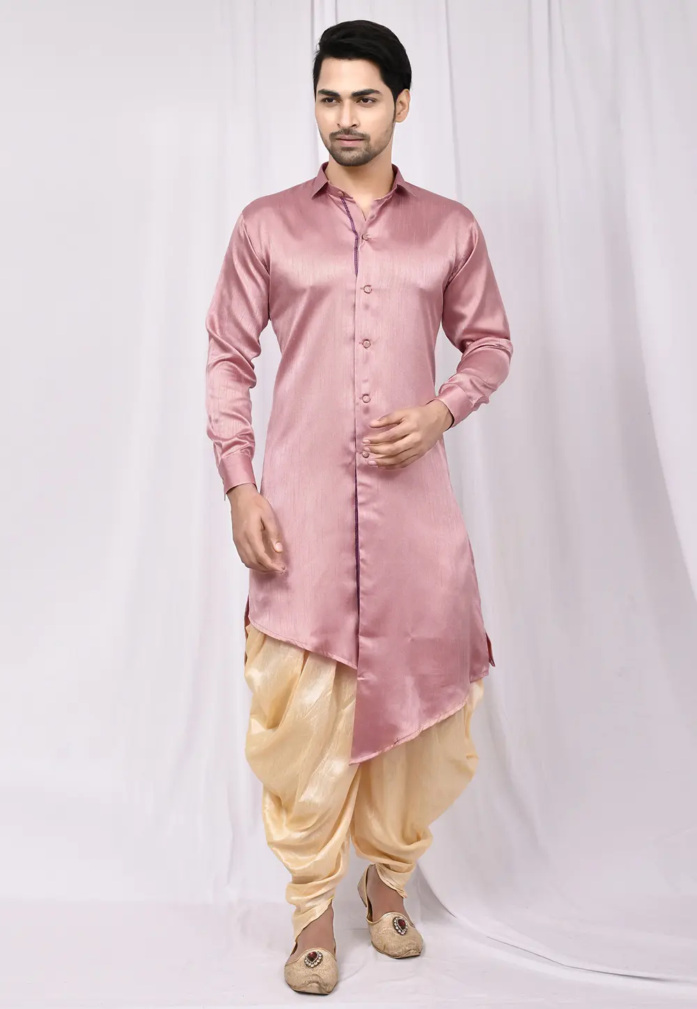 Pink Cotton Silk Indo Western Suit 300252