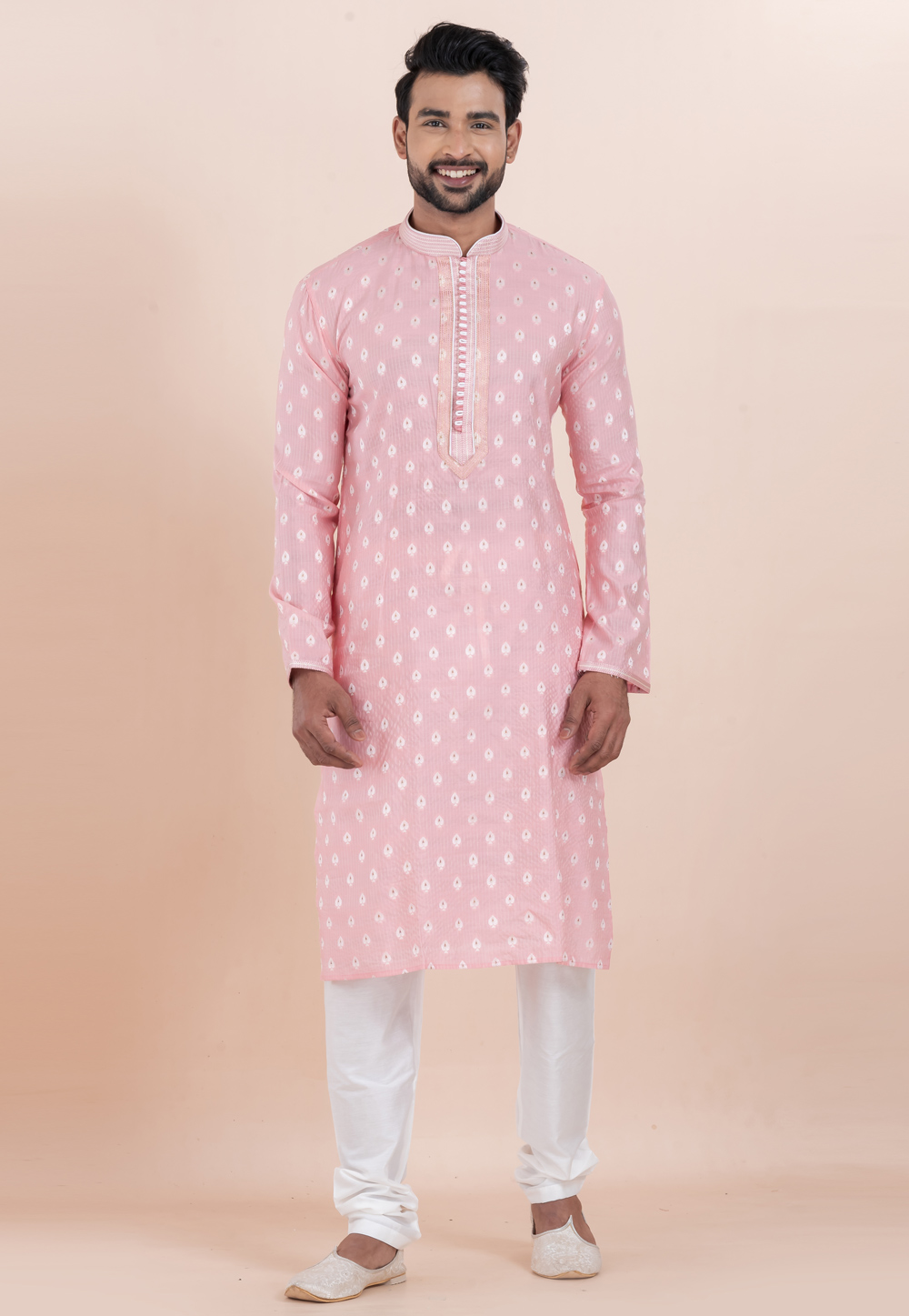 Pink Cotton Silk Kurta Pajama 306014