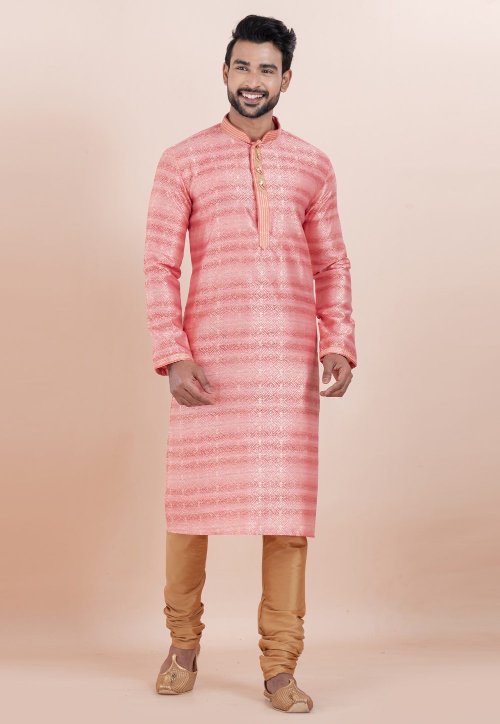 Pink Cotton Silk Kurta Pajama 306024