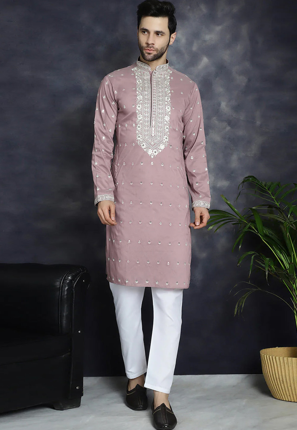 Pink Cotton Silk Kurta Pajama 287496