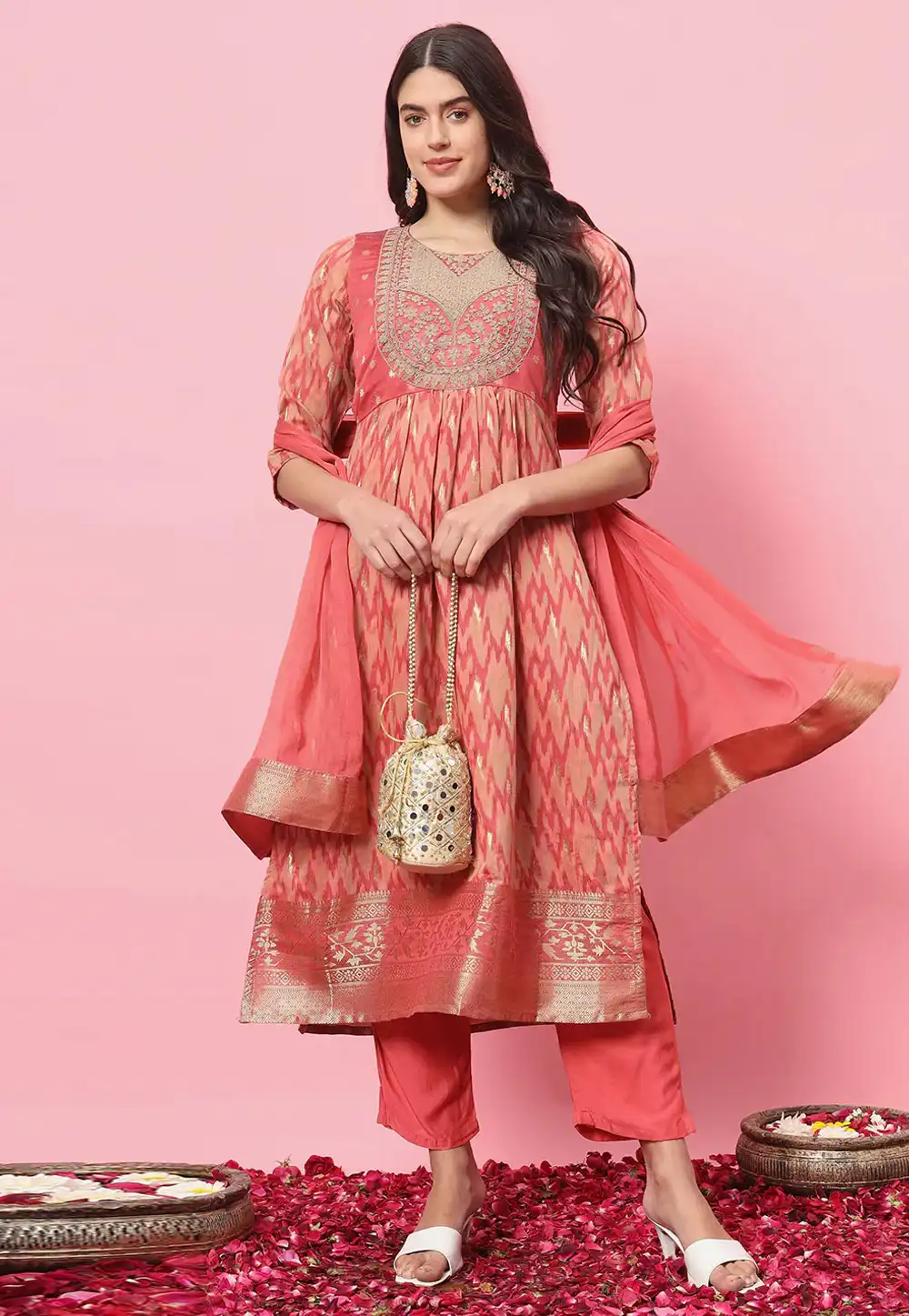 Pink Cotton Silk Readymade Pakistani Suit 289362