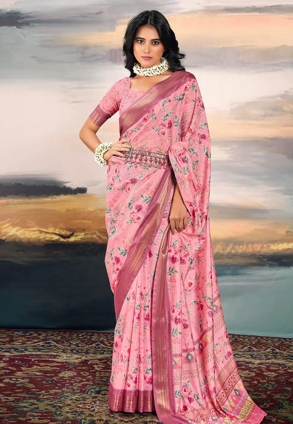 Pink Cotton Silk Saree With Blouse 296177