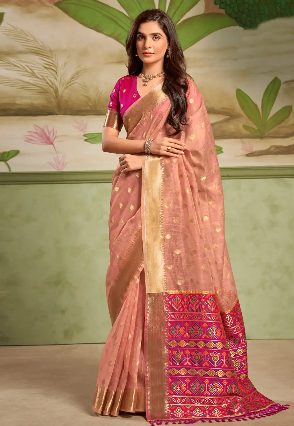 Pink Cotton Silk Saree With Blouse 291897