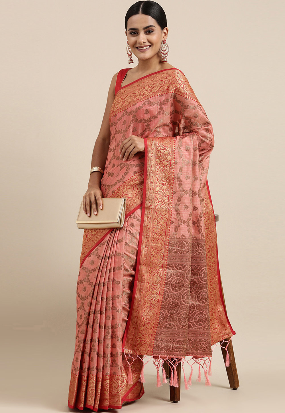 Pink Cotton Silk Saree With Blouse 279744