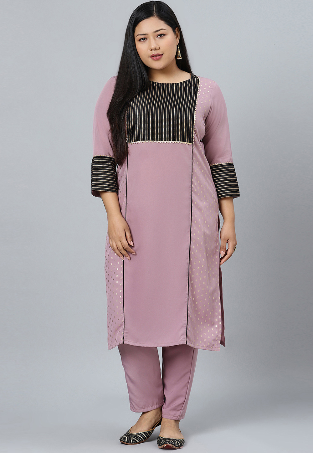 Pink Crepe Kurta Set With Pent 305234