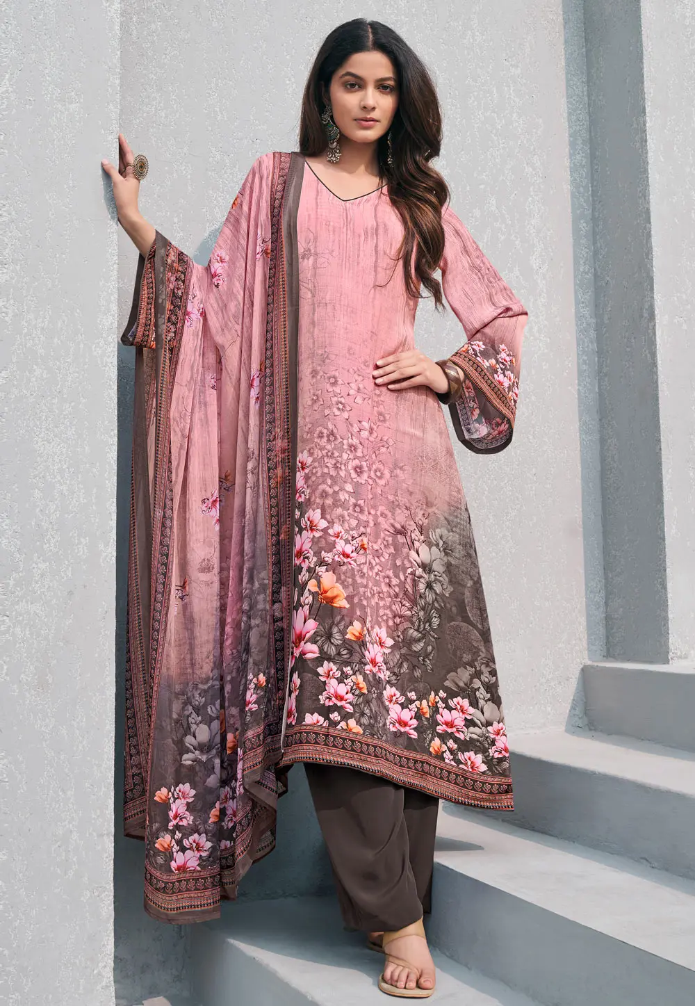 Pink Crepe Palazzo Suit 302066