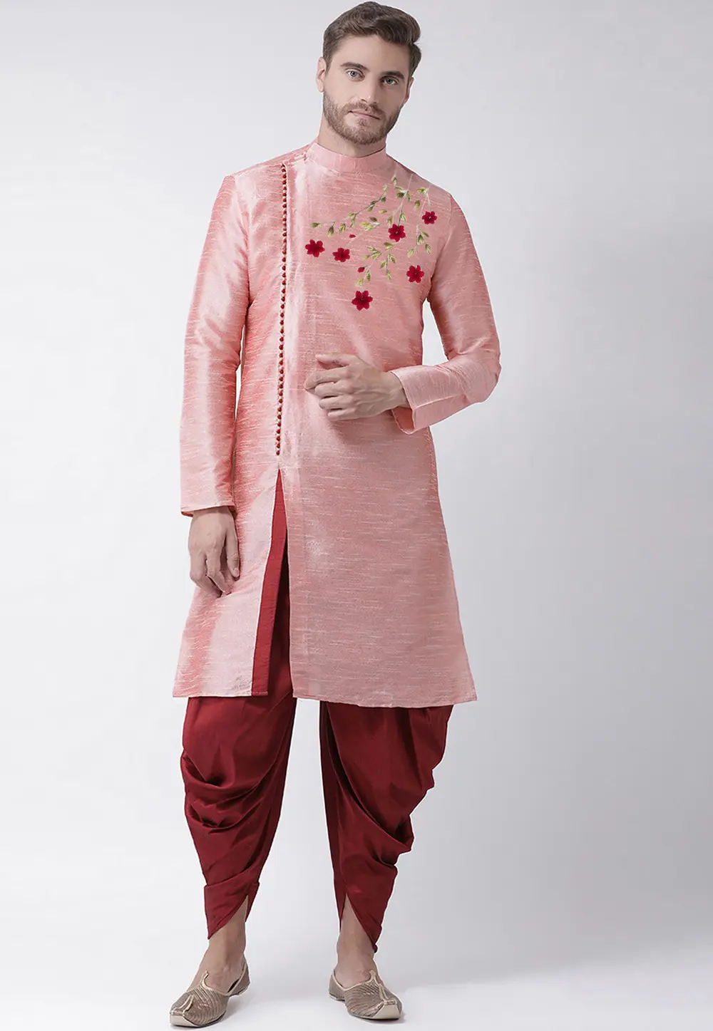 Pink Dupion Silk Dhoti Kurta 304463