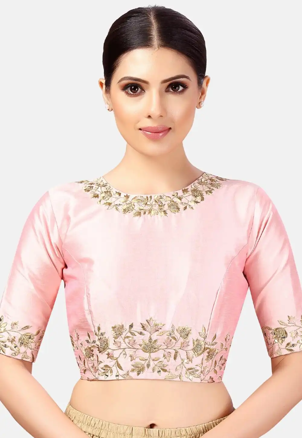 Pink Dupion Silk Readymade Blouse 293665