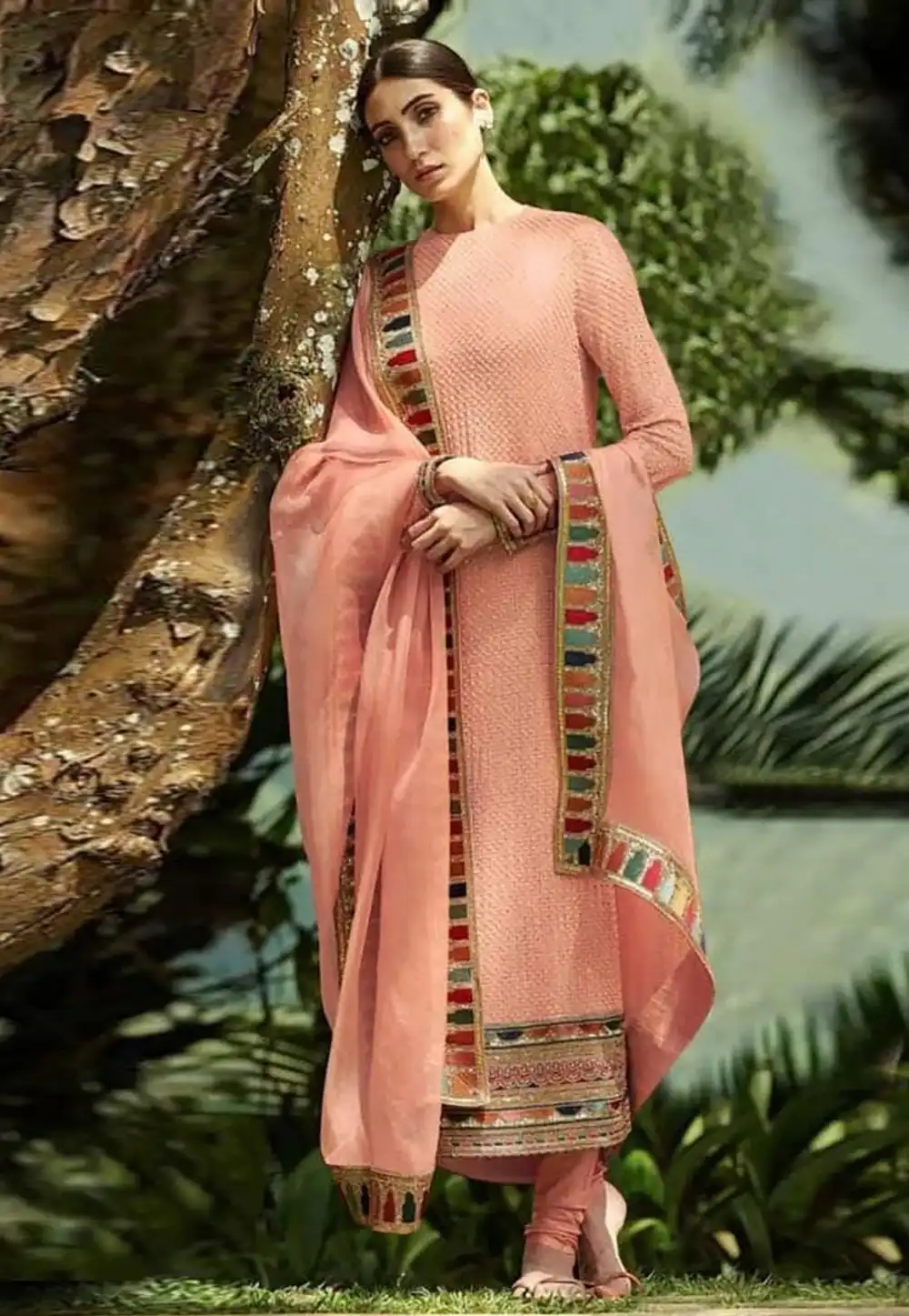 Pink Faux Georgette Churidar Salwar Suit 292137