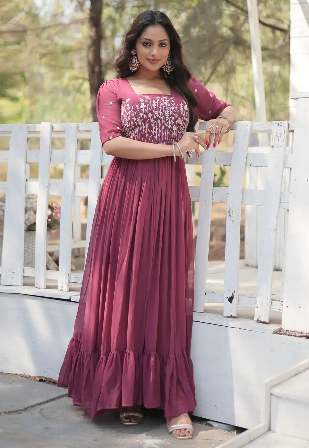 Pink Faux Georgette Gown 289879
