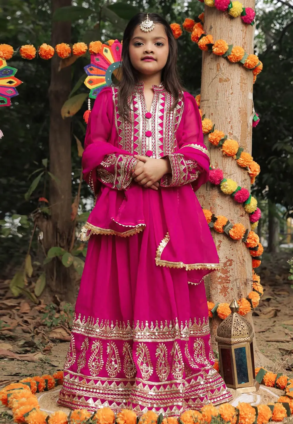 Pink Faux Georgette Kids Salwar Suit 303375