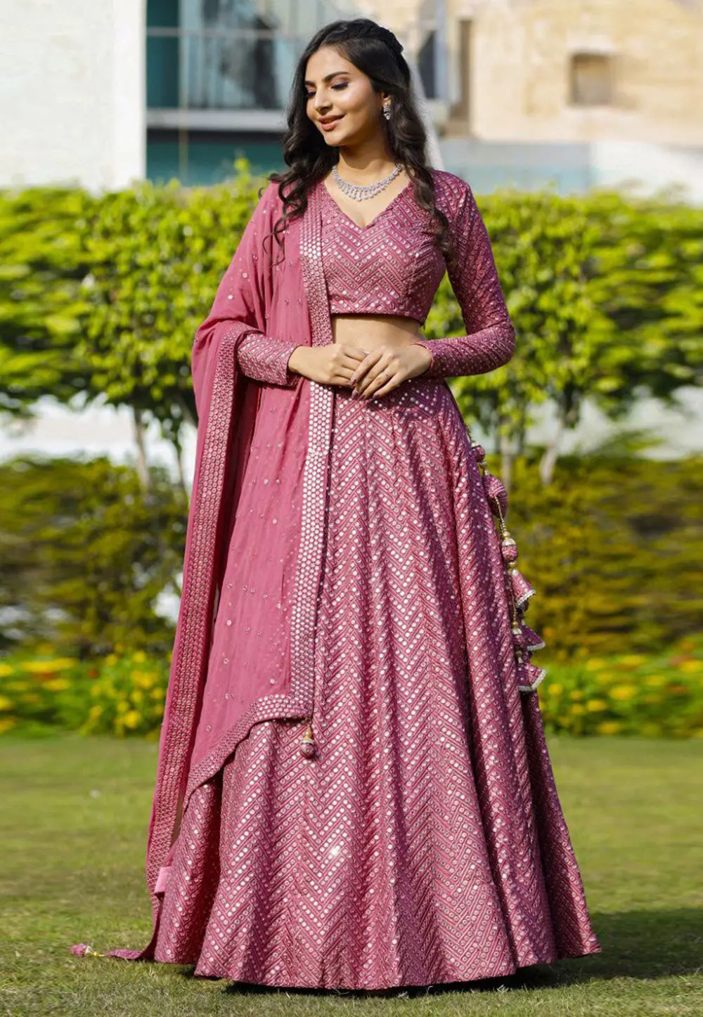 Pink Faux Georgette Lehenga Choli 301143