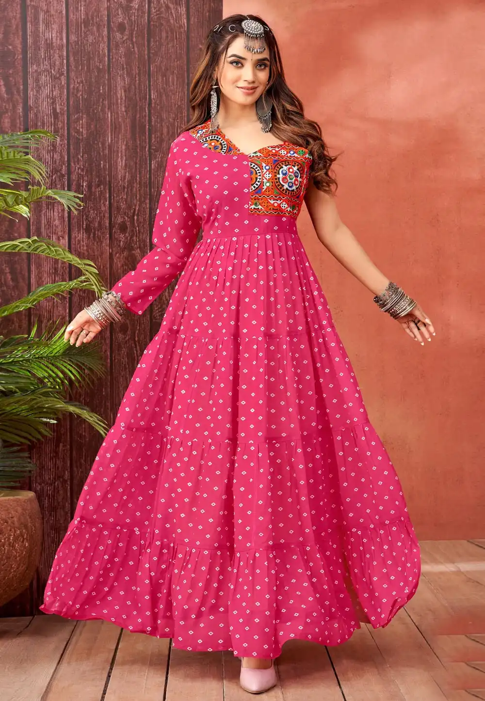 Pink Faux Georgette Navratri Wear Gown 293541