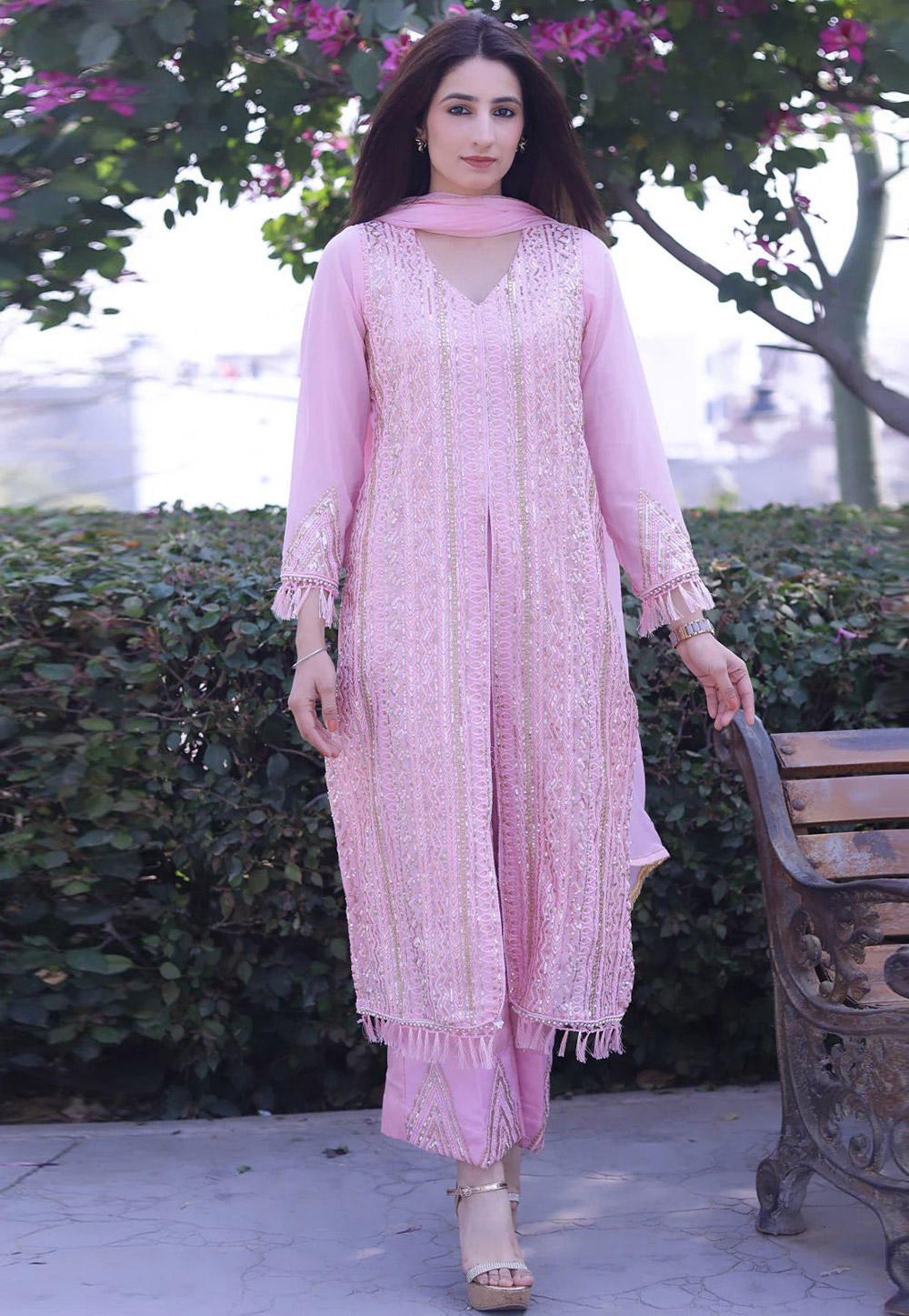 Pink Faux Georgette Pakistani Suit 282070