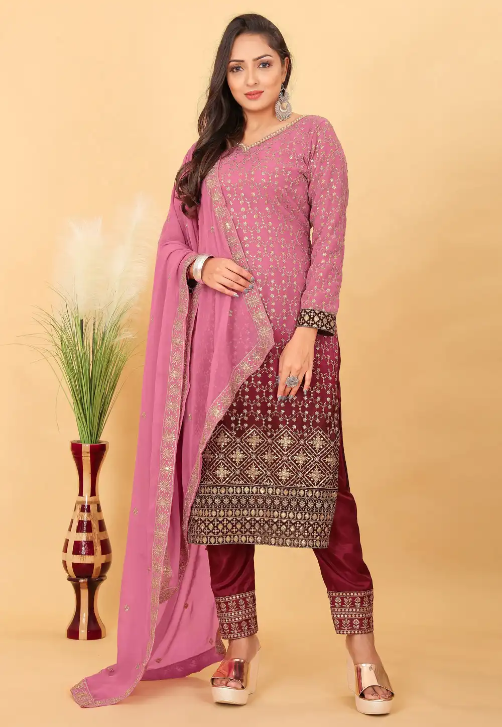 Pink Faux Georgette Pakistani Suit 291969