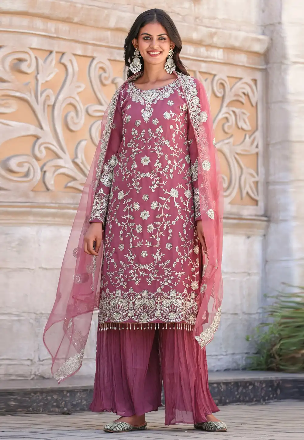 Pink Faux Georgette Readymade Pakistani Suit 290816