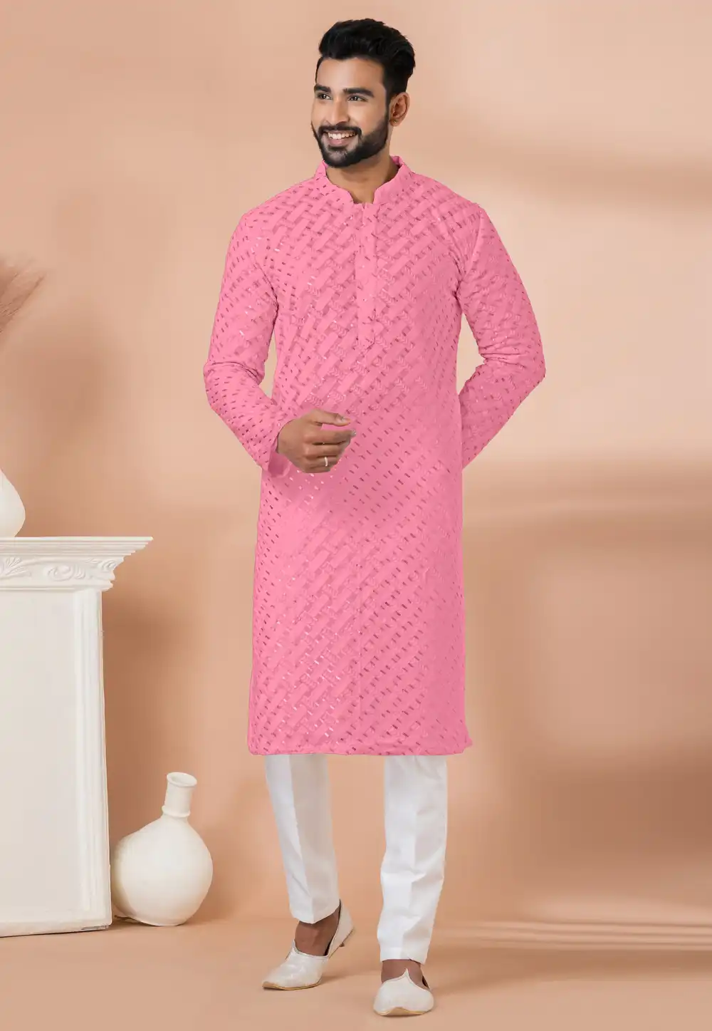 Pink Georgette Kurta Pajama 291523