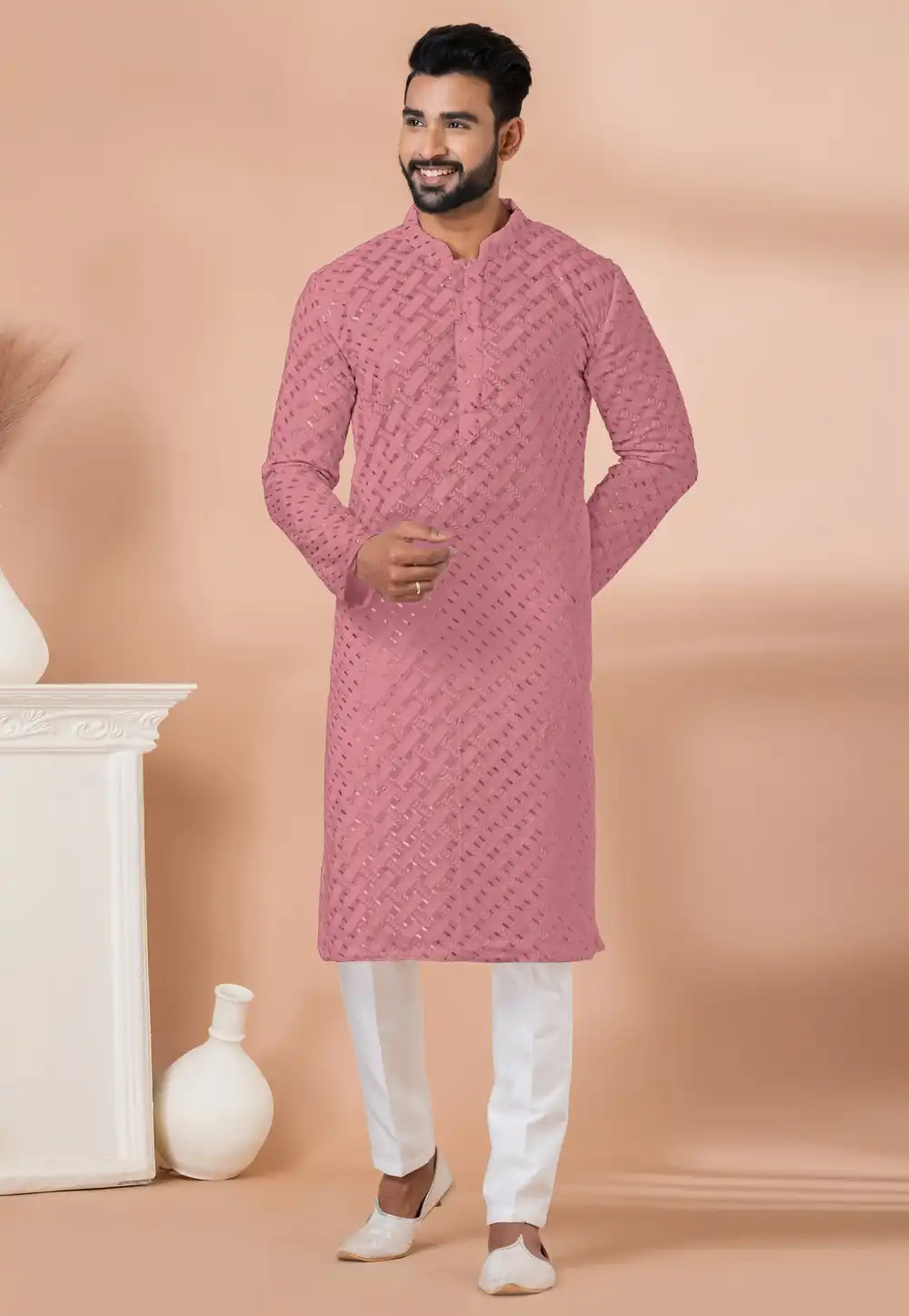 Pink Georgette Kurta Pajama 291526